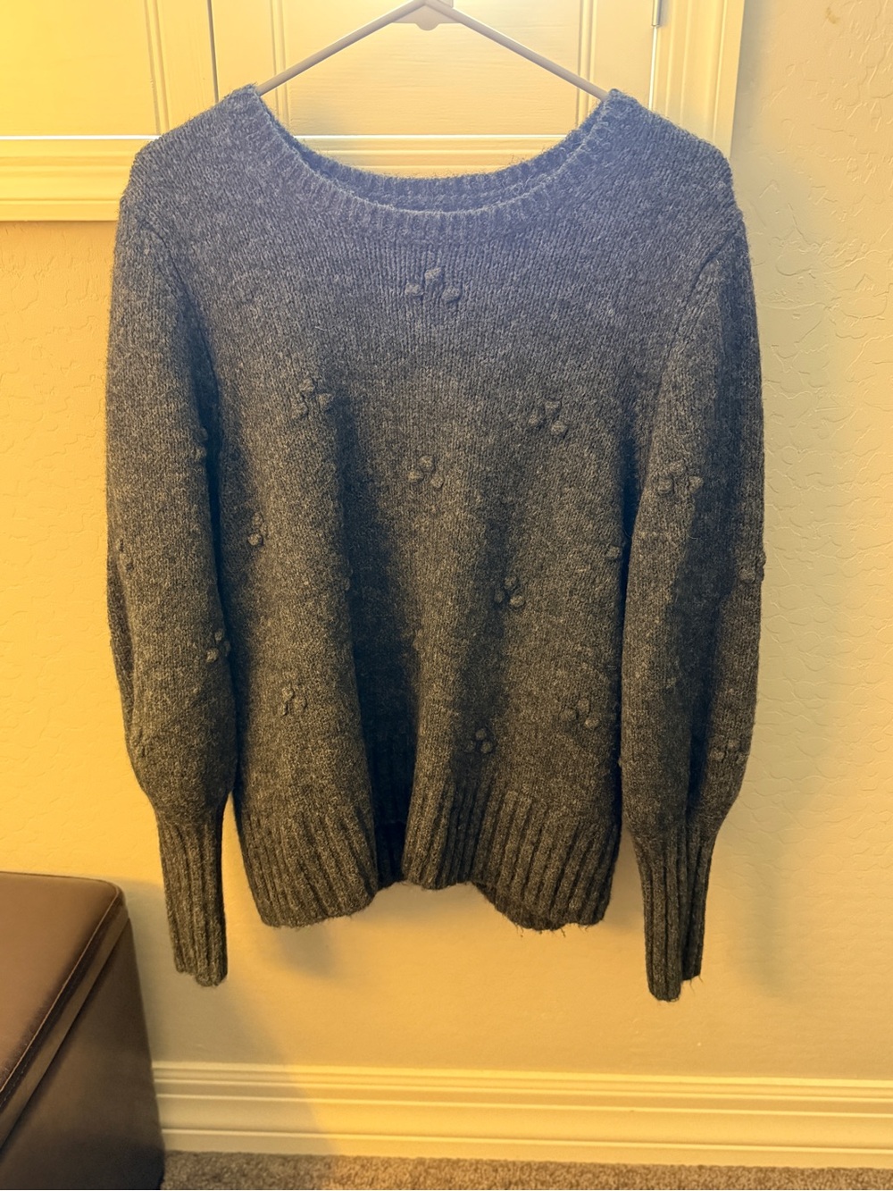 GAP Dark Gray Floral Texture Crewneck Sweater